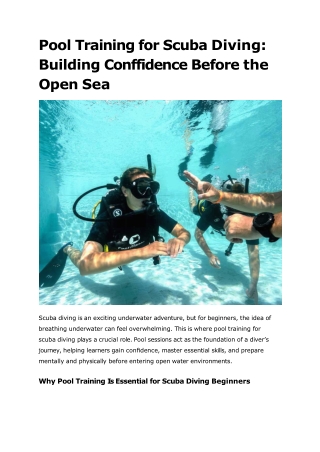 Pool Training for Scuba Diving_ Building Confidence Before the Open Sea