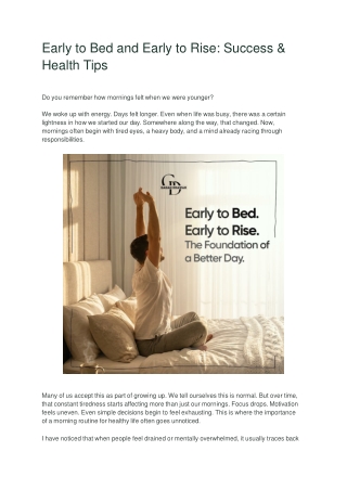Early to Bed and Early to Rise_ Success & Health Tips