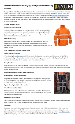 Workwear Online Guide