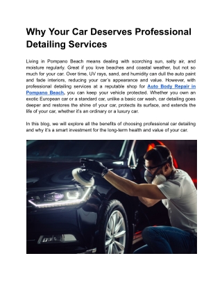 Why Your Car Deserves Professional Detailing Services
