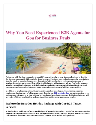 B2B agents for Goa