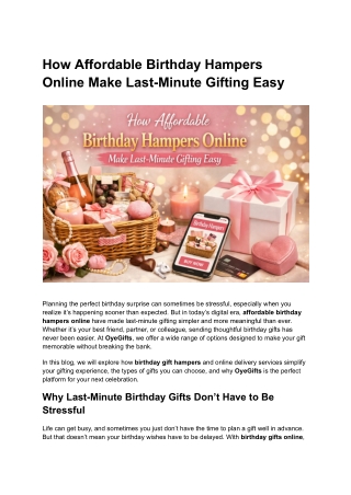 How Affordable Birthday Hampers Online Make Last-Minute Gifting Easy