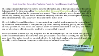Electrolysis Hair Removal in Plantation Florida for Facial Hair and Small Areas