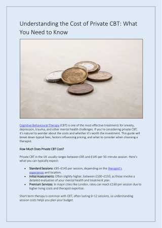 Understanding the Cost of Private CBT What You Need to Know