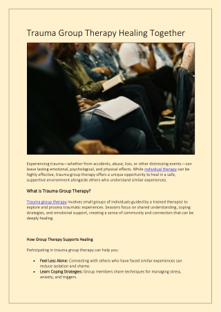 Trauma Group Therapy Healing Together