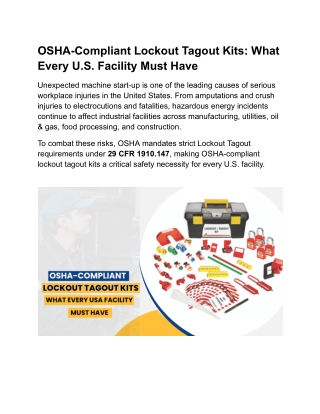 OSHA-Compliant Lockout Tagout Kits What Every U.S. Facility Must Have