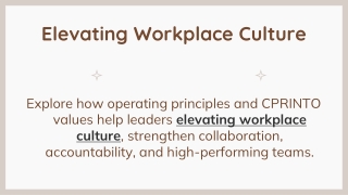 Elevating Workplace Culture