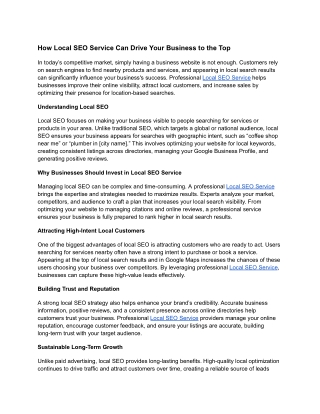 How Local SEO Service Can Drive Your Business to the Top