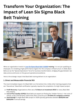 Transform Your Organization The Impact of Lean Six Sigma Black Belt Training