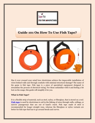 Guide 101 On How To Use Fish Tape
