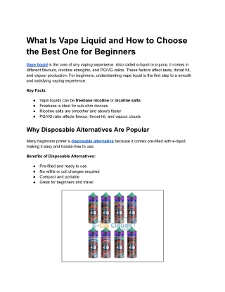 What Is Vape Liquid and How to Choose the Best One for Beginners