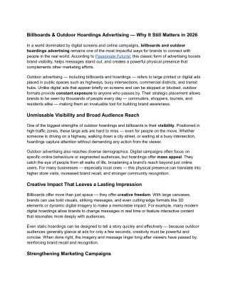 Billboards & Outdoor Hoardings Advertising — Why It Still Matters in 2026