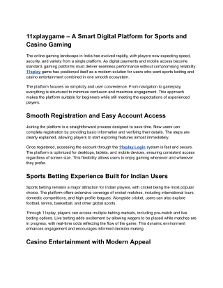 11xplaygame – A Smart Digital Platform for Sports and Casino Gaming