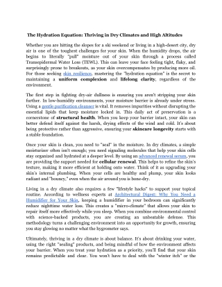 The Hydration Equation_ Thriving in Dry Climates and High Altitudes