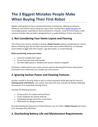 The 3 Biggest Mistakes People Make When Buying Their First Robot