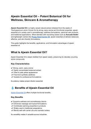 Ajwain Essential Oil – Potent Botanical Oil for Wellness, Skincare & Aromatherapy