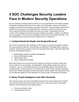 5 SOC Challenges Security Leaders Face in Modern Security Operations