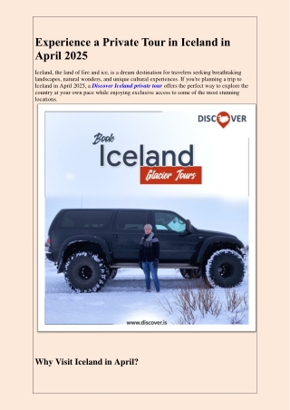 Experience a Private Tour in Iceland in April