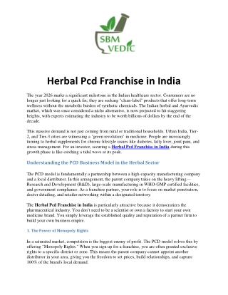 Herbal Pcd Franchise in India