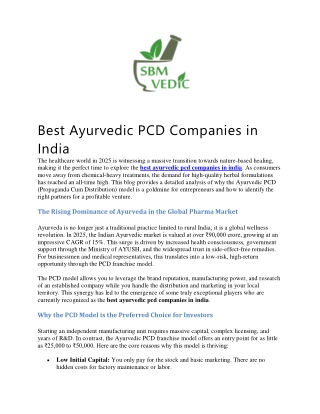 Best Ayurvedic PCD Companies in India