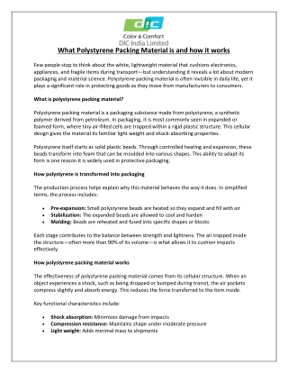 What Polystyrene Packing Material is and how it works