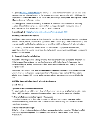 LNG Filling Stations Market Size, Projections of Share, Growth for 2026-2035