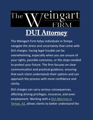 DUI Attorney in Tempe, AZ: Helping You Understand Your Legal Options
