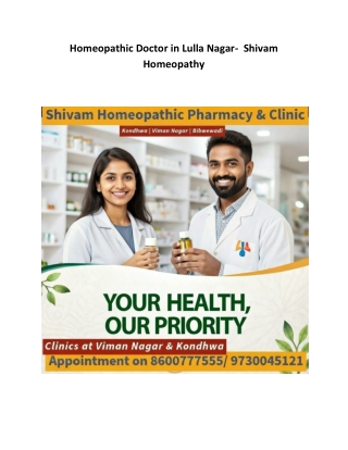 Homeopathic Doctor in Lulla Nagar- Shivam Homeopathy