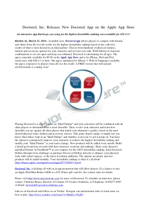 Doctored, Inc. Releases New Doctored App on the Apple App St