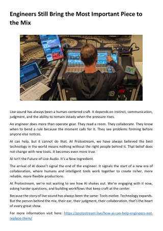 Engineers Still Bring the Most Important Piece to the Mix