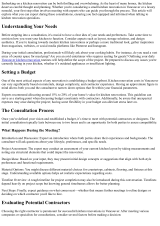 Kitchen Renovation Consultations: What to Expect When Meeting with Experts