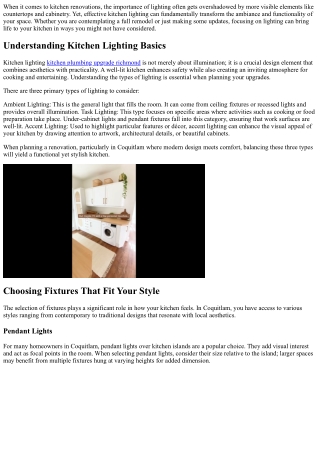 Kitchen Lighting Upgrades That Will Transform Your Space in Coquitlam