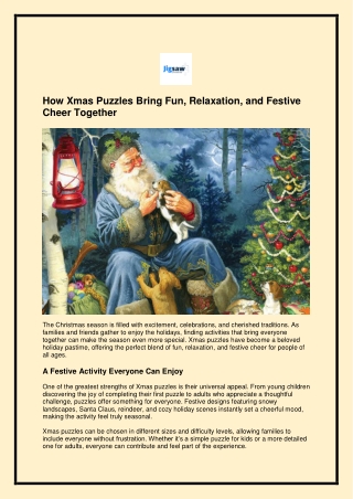 How Xmas Puzzles Bring Fun Relaxation and Festive Cheer Together