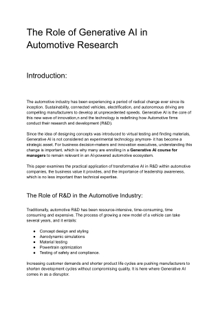 The Role of Generative AI in Automotive Research