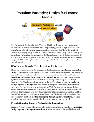 Premium Packaging Design for Luxury Labels