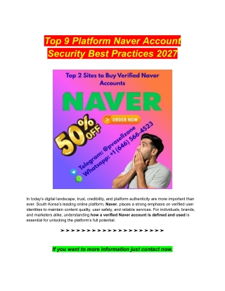 Top 9 Platform Naver Account Security Best Practices 2027