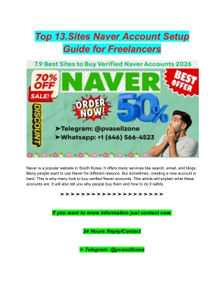 Top 13.Sites Naver Account Setup Guide for Freelancers