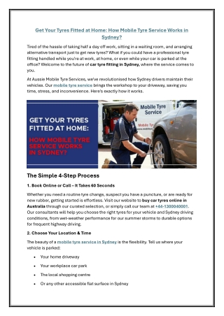 Get Your Tyres Fitted at Home: How Mobile Tyre Service Works in Sydney?