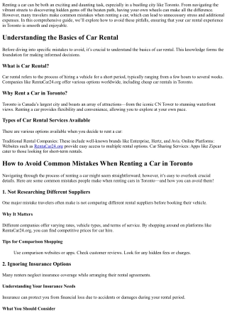 How to Avoid Common Mistakes When Renting a Car in Toronto