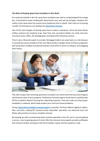 The Risks of Keeping Spray Foam Insulation in Your Roof!