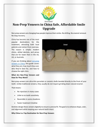 Non-Prep Veneers in China Safe, Affordable Smile Upgrade