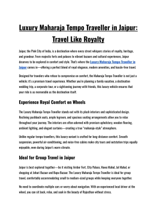 Luxury Maharaja Tempo Traveller in Jaipur