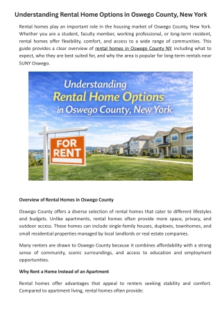 Understanding Rental Home Options in Oswego County, New York
