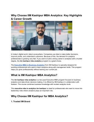 Why Choose IIM Kashipur MBA Analytics_ Key Highlights & Career Growth