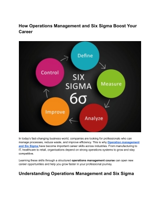 How Operations Management and Six Sigma Boost Your Career
