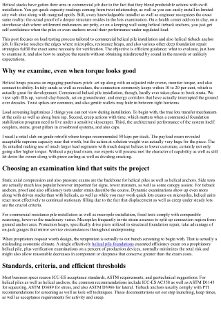 Bunch Testing Methods for Industrial Helical Pile Setups