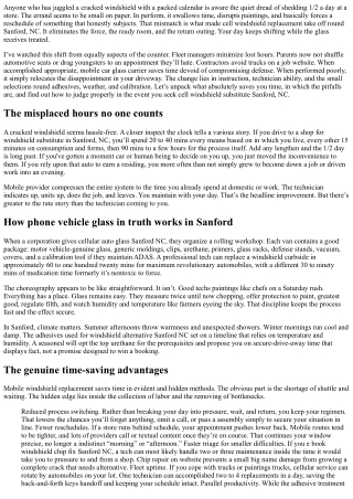 Mobile Windshield Replacement Sanford, NC: Time-Saving Advantages