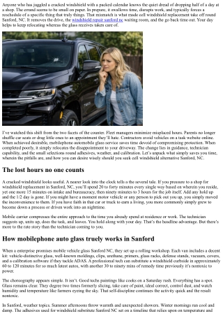 Mobile Windshield Replacement Sanford, NC: Time-Saving Advantages