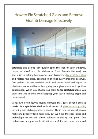 How to Fix Scratched Glass and Remove Graffiti Damage Effectively