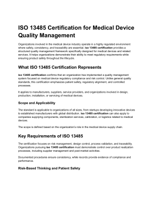 iso 13485 certification